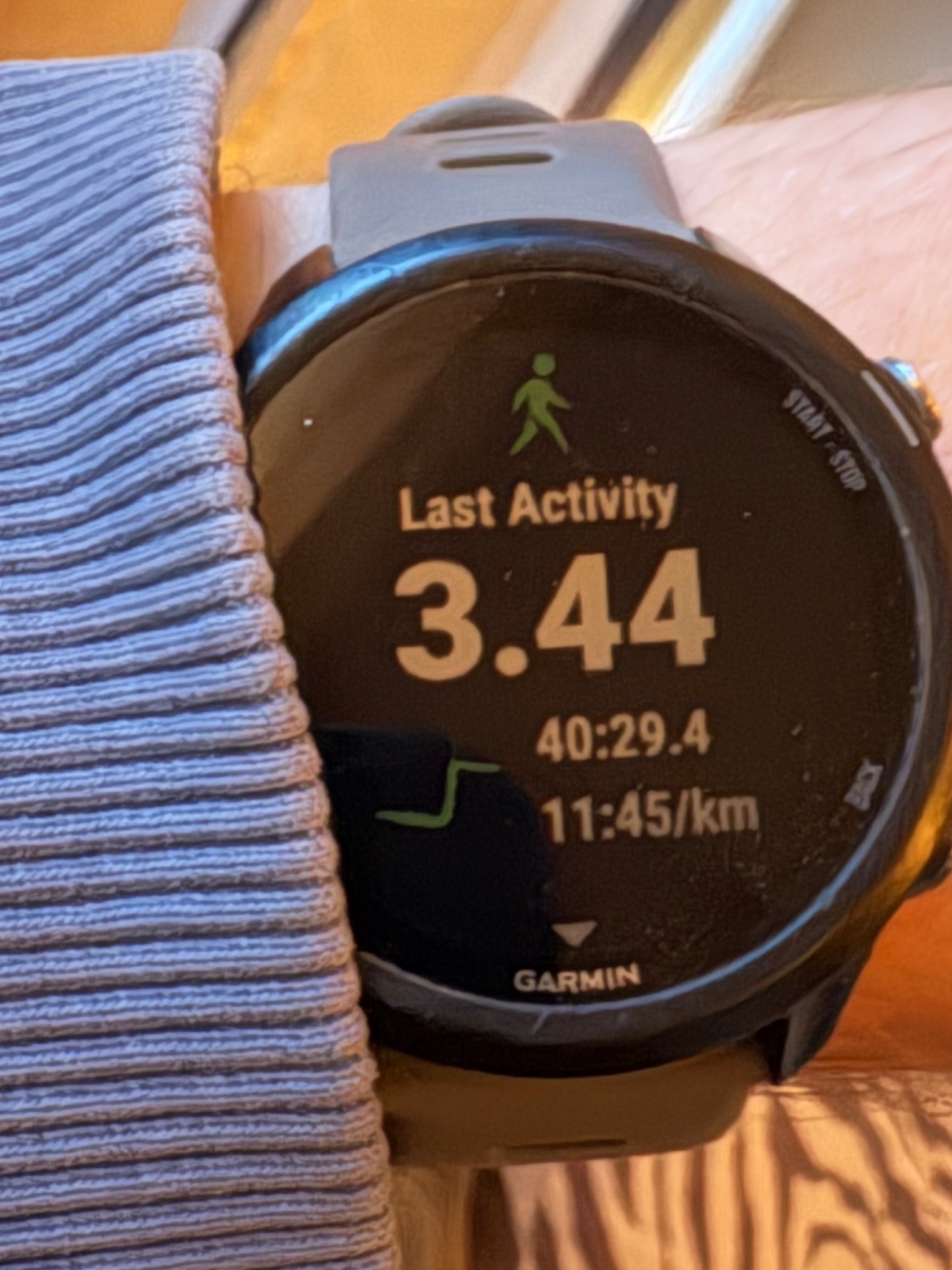 Great run logged on Garmin! This 3.44 km workout was completed in 40:29.4 at a steady pace of 11:45/km, showing consistent endurance training.