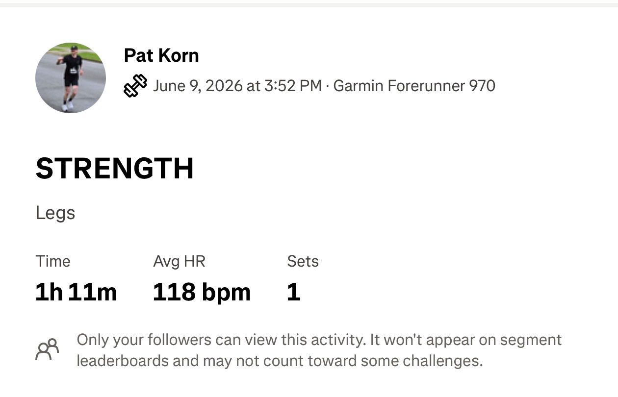 An impressive 1 hour 11 minute running session logged on Garmin Forerunner 970, with an average heart rate of 118 bpm showing solid aerobic effort!